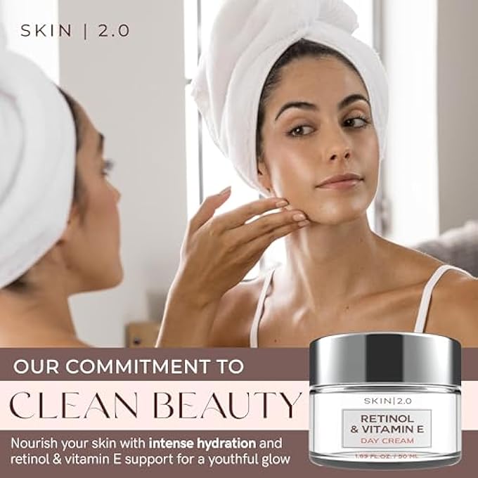 Skin 2.0 RETINOL & VITAMIN E FACE MOISTURIZER - DERMATOLOGIST TESTED, HYDRATING, RESTORES SUN-DAMAGED SKIN, ANTI-AGING - REDUCES ACNE SCARS, CLEAN BEAUTY, CRUELTY-FREE KOREAN SKINCARE - 1.69 FL OZ - Image 2